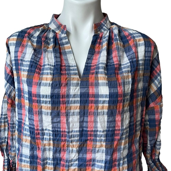 Finley Rex Top in Newbury Port Plaid Popover 3/4 Sleeve Crepe Multicolor… - Picture 9 of 13